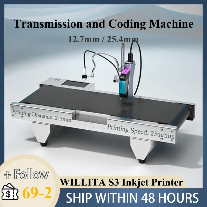 

WILLITA Automated Transmission and Coding Machine 25m/min Inkjet Printer with Conveyor Belt for Barcode Expiry Date QR Code