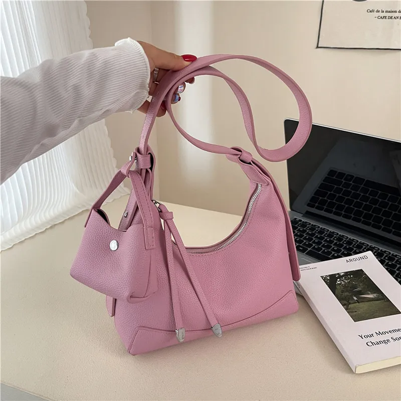 Chic 2025 Pebbled PU Leather Shoulder Bag for Women, Luxury Boho Crossbody Purse, Elegant Underarm Bag for Fall Daily Use​