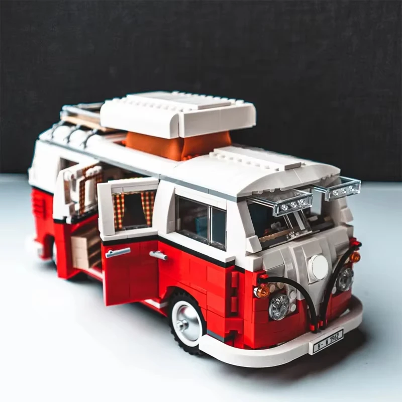 1334PCS Technische T1 Camper Auto Bausteine Klassische Modell Fahrzeug Montieren Ziegel Spielzeug