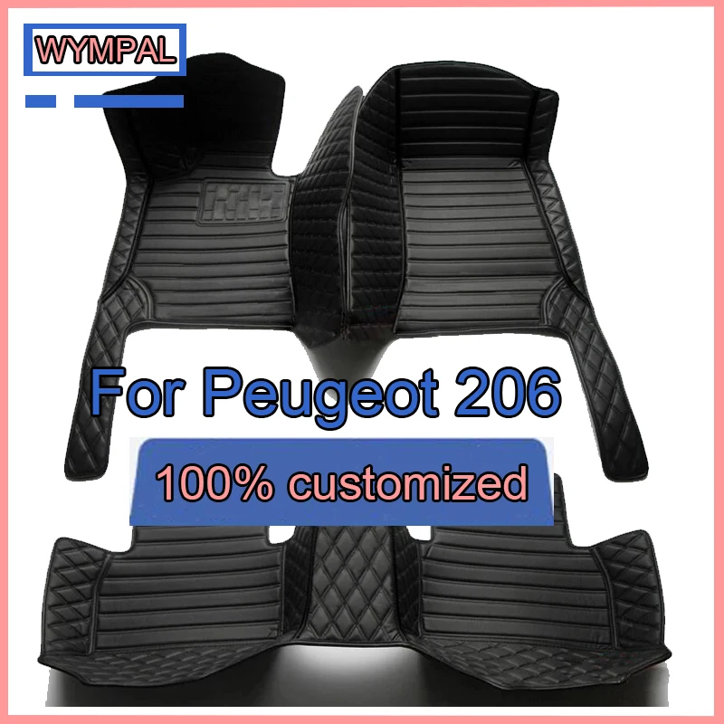 Car Floor Mats For Peugeot 206 206+ 1998~2013 Carpets Rugs Luxury Leather Mat Interior Parts Car Accessories 1999 2000 2001 2002