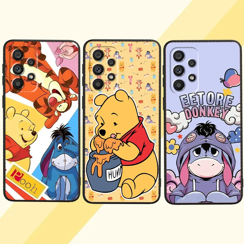 Winnie The Pooh Cute Cartoon For Samsung A53 A52 A33 A32 A51 A71 A21S A13 A73 A55 A22 A23 A35 A72 A54 A12 5G Black Back