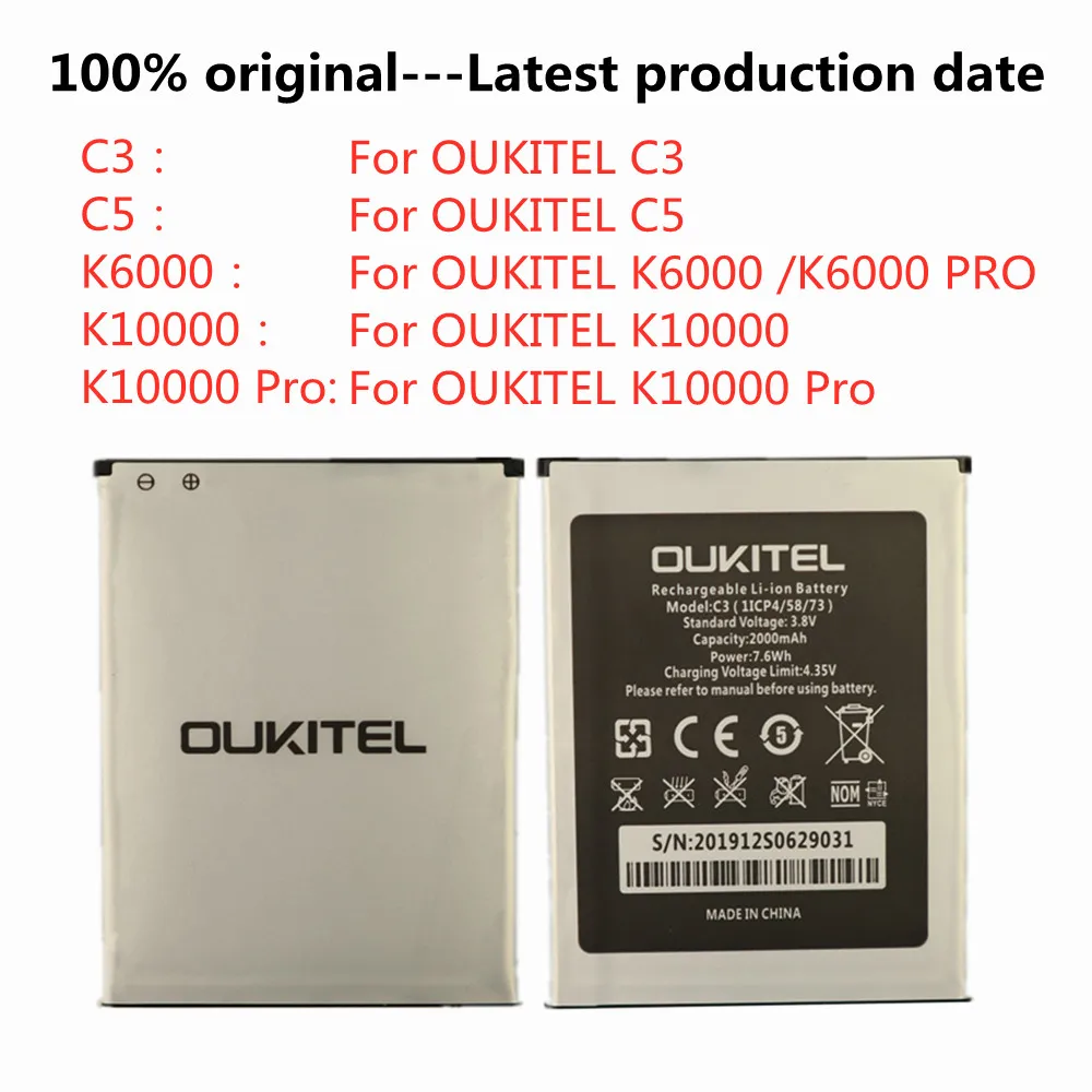 Hohe Qualität 100% Original Batterie Für OUKITEL C3 C5 K6000 PRO K6000Pro K10000 Pro K10000Pro Telefon Ersatz Batterien