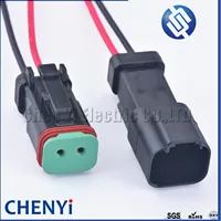 Deutsch DT serie negro 2 pines Auto conector impermeable excavadora faro boom luz arnés de cables enchufe pigtail DT06-2S DT04-2P
