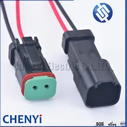 Deutsch DT series black 2 Pin Auto Waterproof Connector excavator headlight boom light Wire Harness pigtail Plug DT06-2S DT04-2P