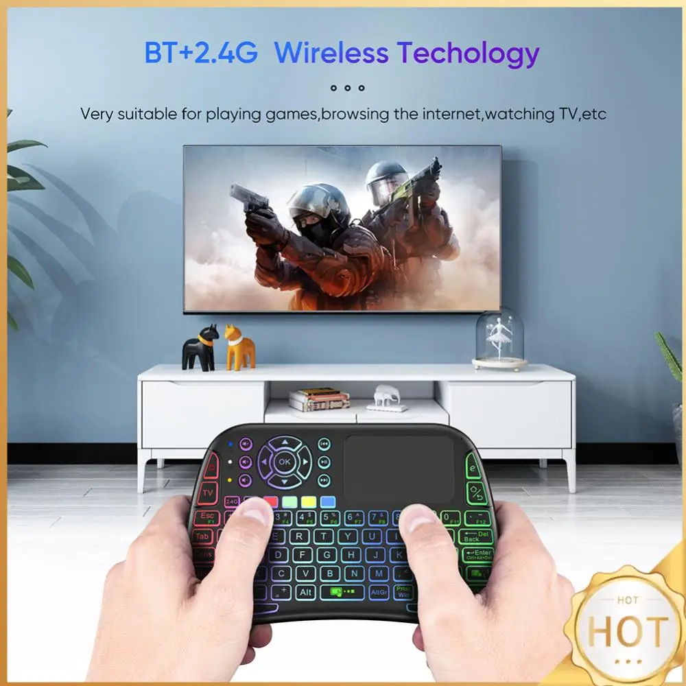 

Тачпад Fly Mouse с USB-приемником, воздушная мышь, беспроводные клавиатуры типа C, перезаряжаемая, 2,4G/Bluetooth, совместимая с ОС, Linux
