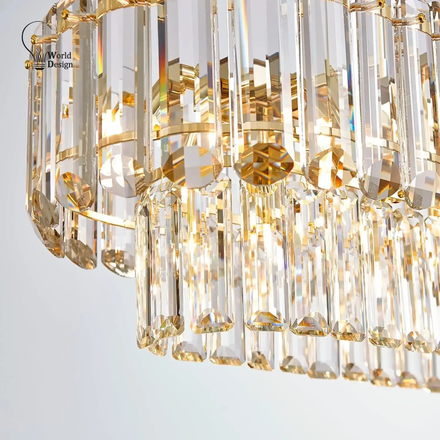 الذهب الثريات البلورية/ النجف الكريستالي طاولة الطعام ضوء كبير مستطيل فاخر قلادة تركيب المصابيح لغرفة المعيشة مدخل جزيرة المطبخ