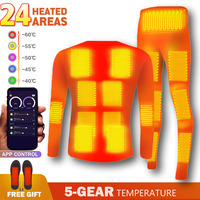 Winter Heated Underwear Set USB Battery Powered Smart Phone APP Control Temperature Motorcycle Jacket Suit Ski Thermal Suit