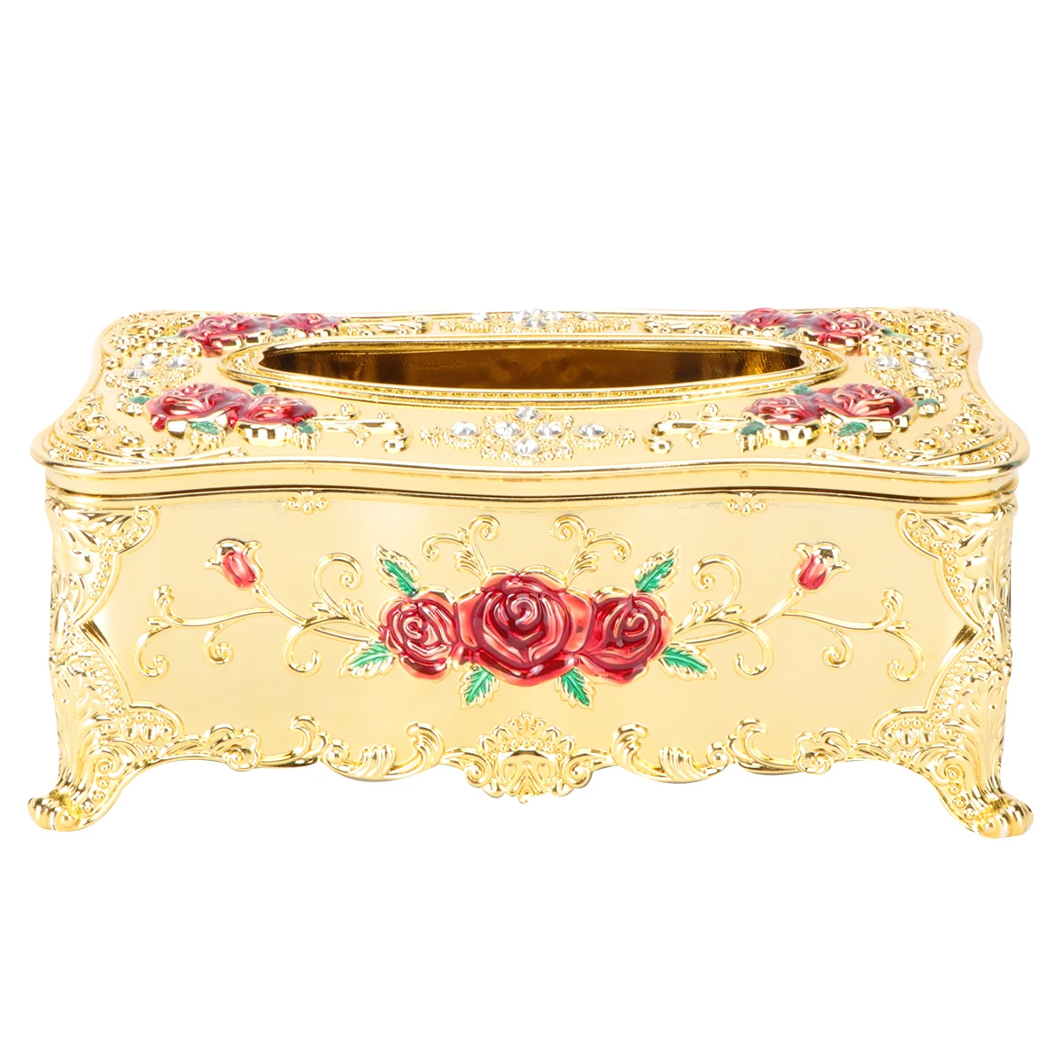 

Rose Patterned High-Grade Napkin Holder European Style Tissue Box For Home Office Car Use Elegant Design Multiple Colors