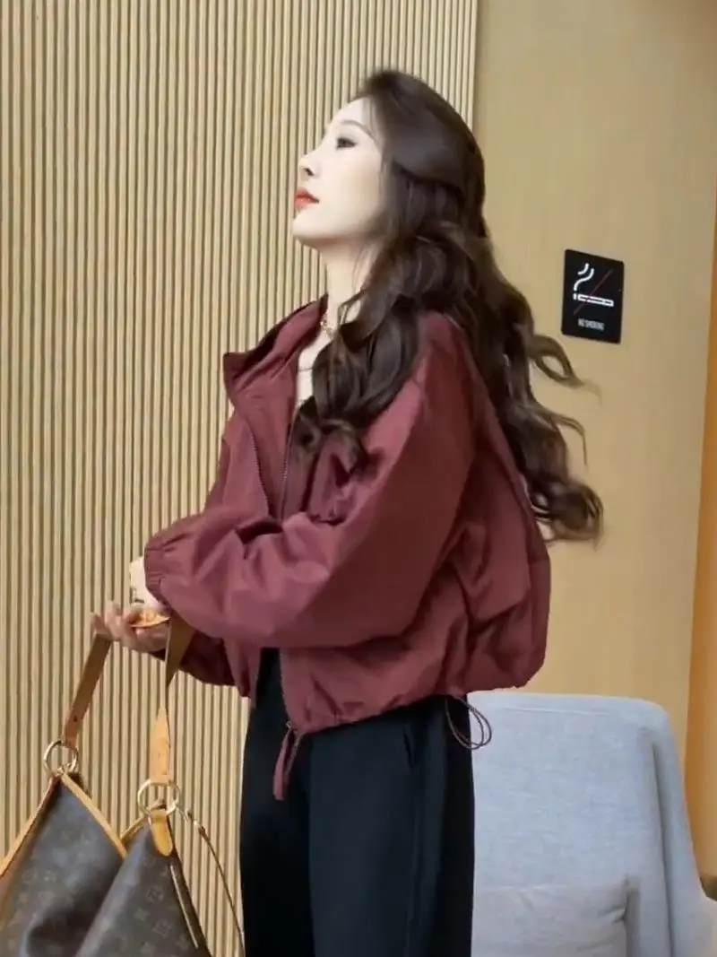 

Женский модный плащ Y2K, облегающий рабочий топ, фиолетовый, тонкий, отложной, со сборками, отложным украшением, большой морщинистый градиент