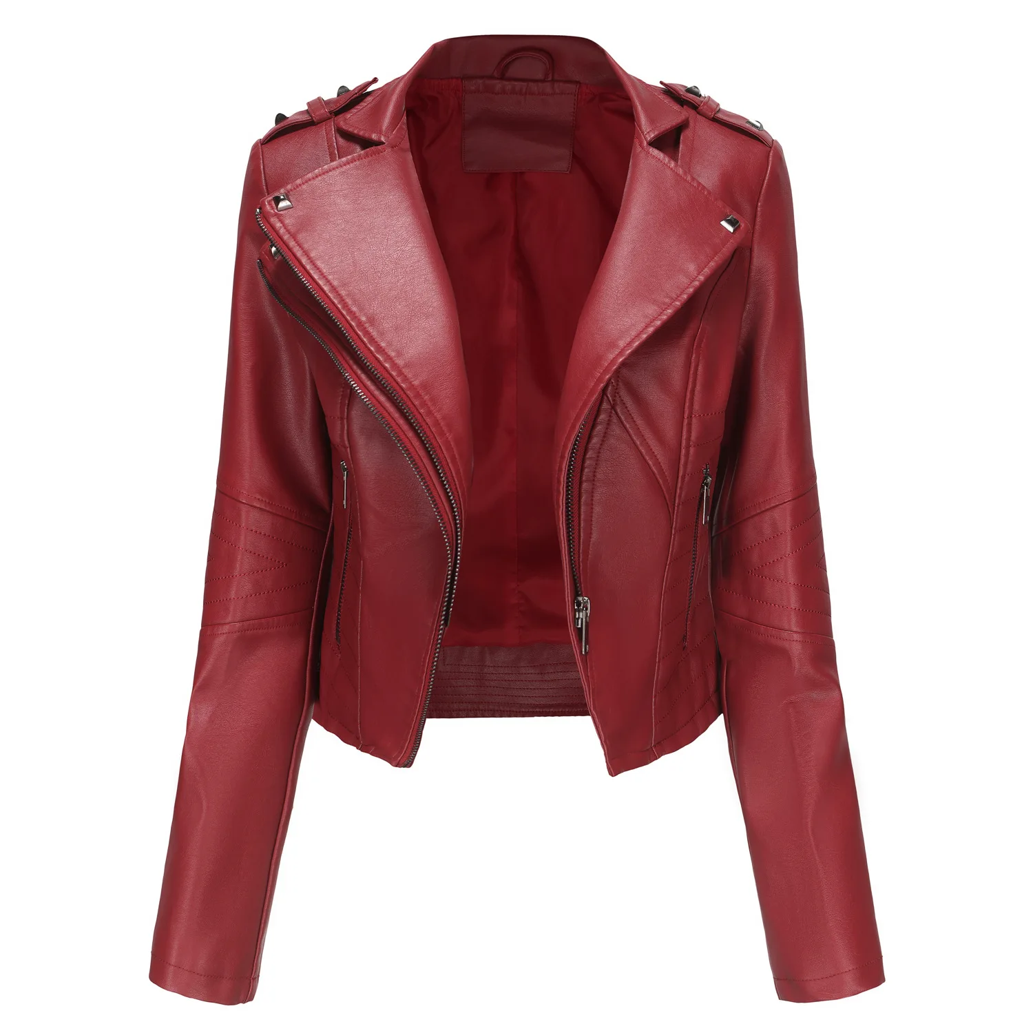PU Faux Leather Jacket Women fashion Casual Biker Jackets Outwear Female Tops spring and autumn Black Leather Jacket Coat