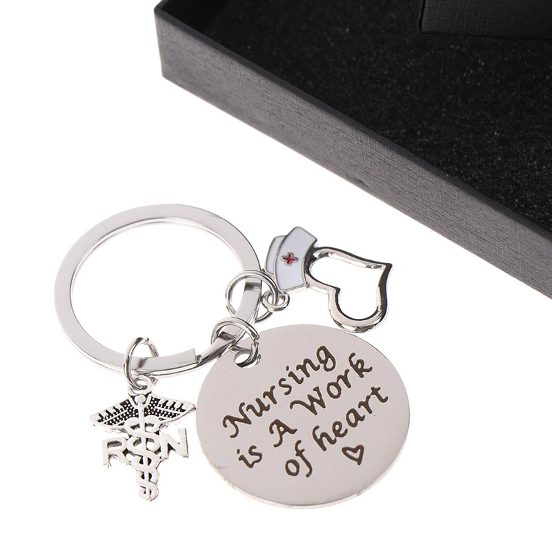 1Pc Nurse's Day Keychain Doctor Gift Pendant Keyring Nursing is A Work of Heart