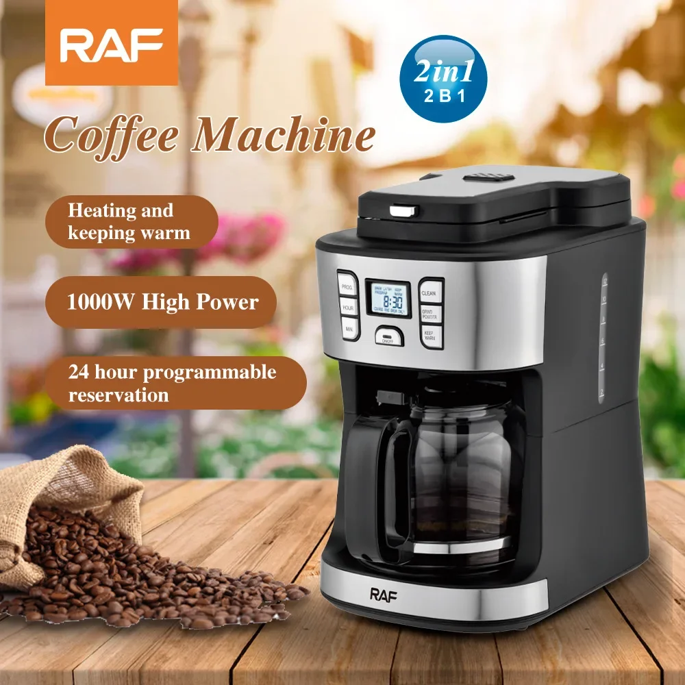 Coffee Machine with  Grinder Multi-function Automatic Drip American  Maker Grinding Bean Brewing