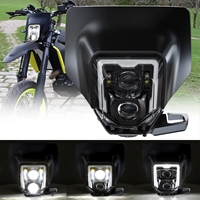 E24 LED Headlight With Fairing Dirt Bike High Low Beam Daytime Running For Husqvarna FE501S 450 350 TE 250I 701 Black Mask