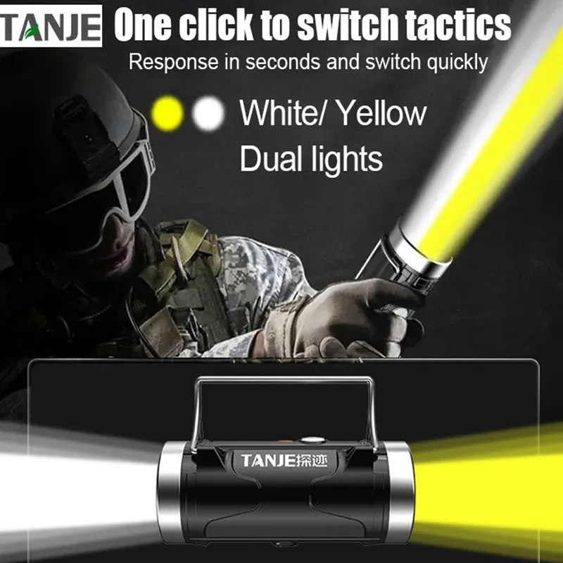 Camping Flashlight XP core dual light source strong light long-range  LED Flashlight USB Rechargeable High Power Flashlight