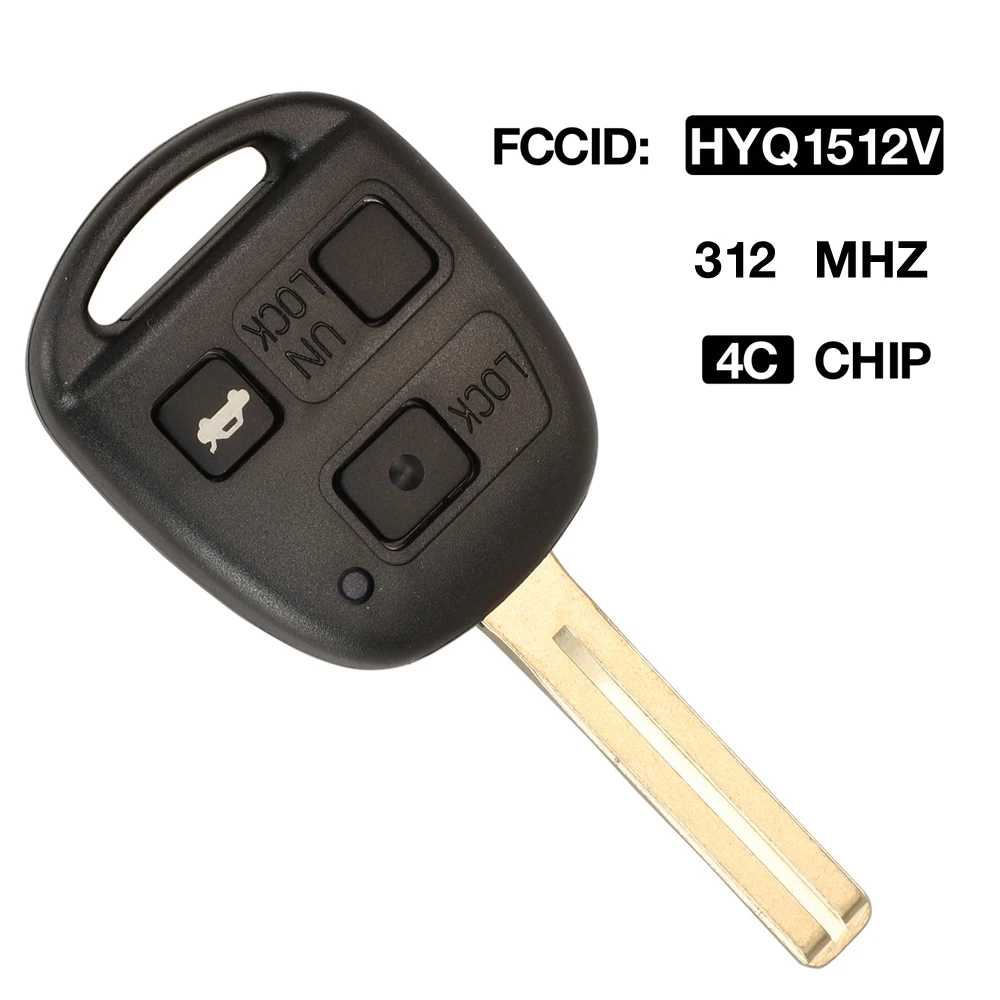 

jingyuqin 5PCS 4C Chip Remote Car FCCID:HYQ1512V Control Key For Toyota Camry Prado Corolla Lexus GX470 LX470 3BTN 312MHZ