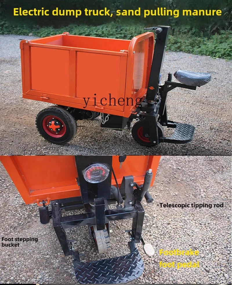 

electric gray bucket trolley tipping bucket station three doors construction site lassa brick concrete tile loading truck