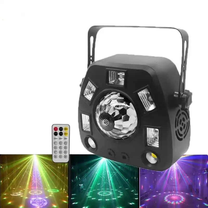 

Disco Ball Home Party LED Strobe Laser Stage Lighting Effect 4in1 Projector Magic Ball UV Blacklight Remote Dmx Sound Control