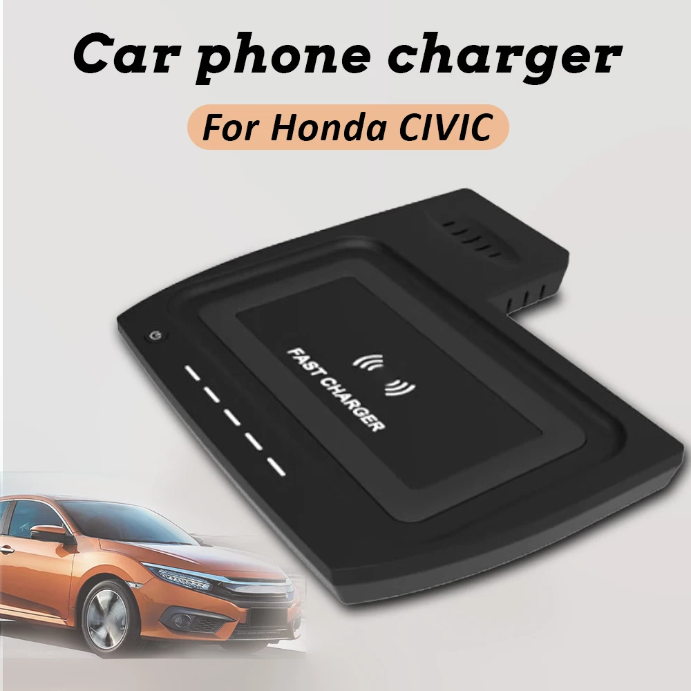 15w Car wireless charging pad For Honda Civic 10 gen 2016-2021 phone charger holder mobile mount Fast charge Accessories trim