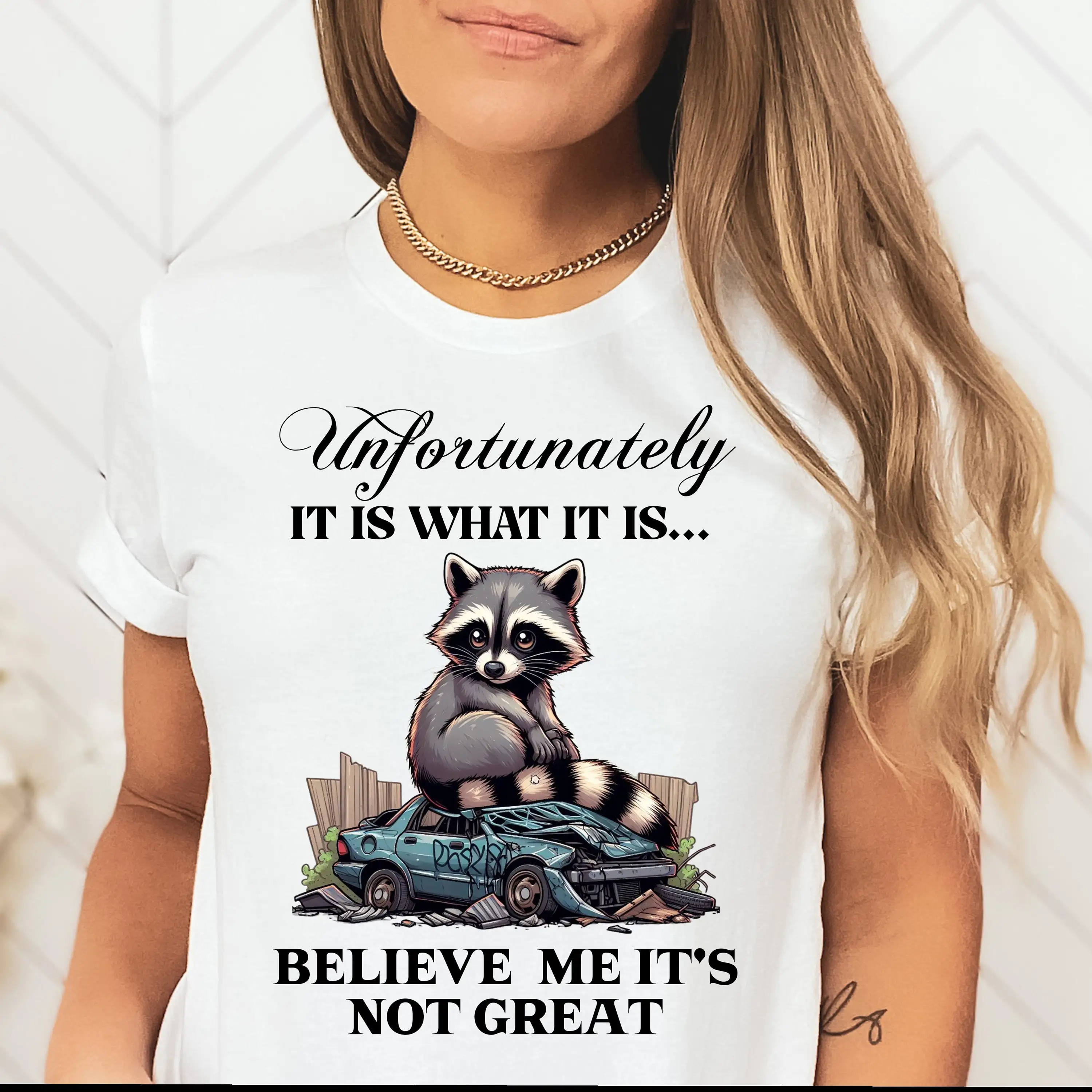 Raccoon Unfortunately It Is What T Shirt Retro 90s Meme Funny Animal Lovers