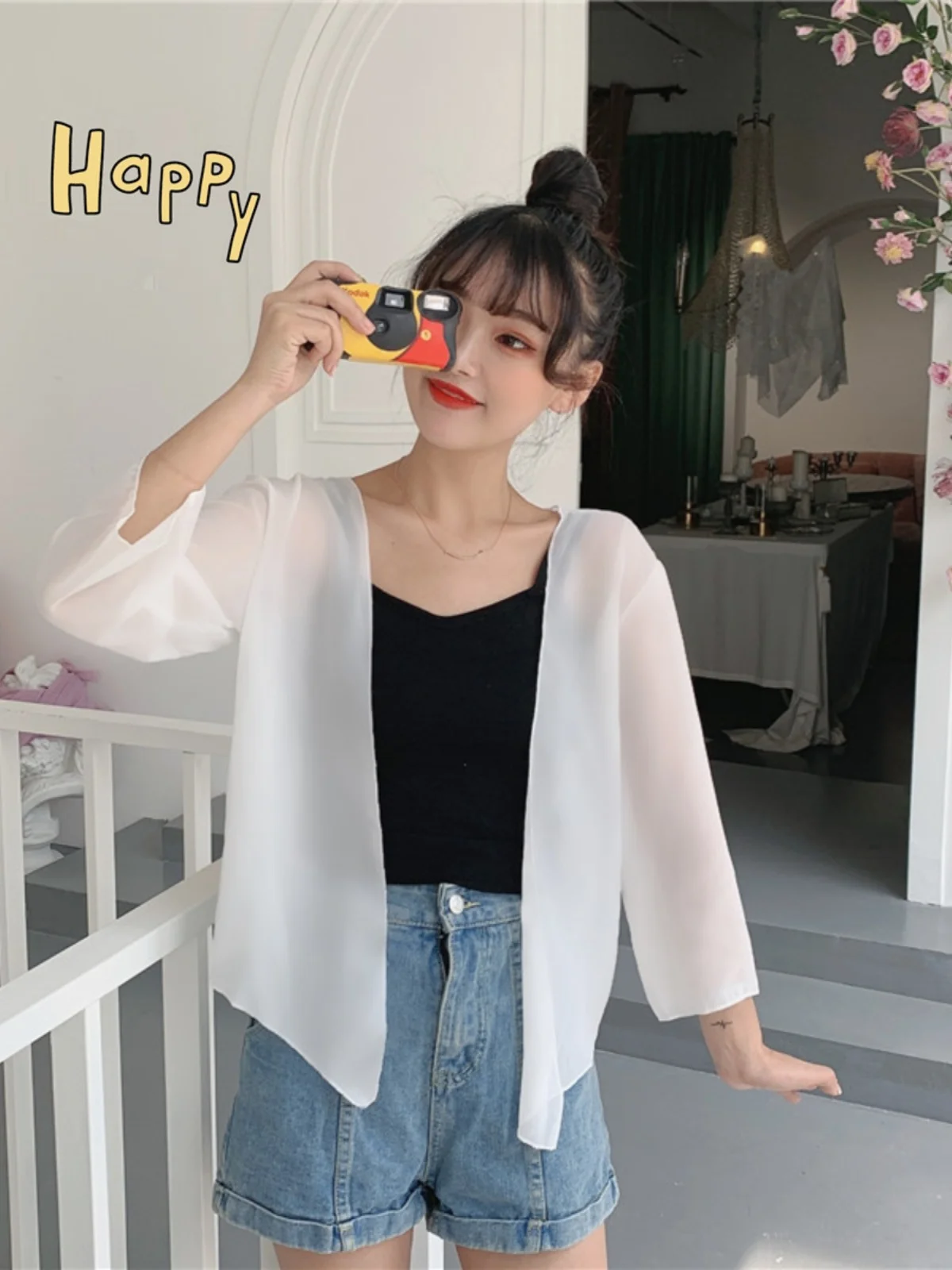 

Women's Summer awl Ultra-Thin Chiffon Sunscreen Top Cardigan Air Conditioning irt Fairy-Like Outerwear Korean Sle Loose...