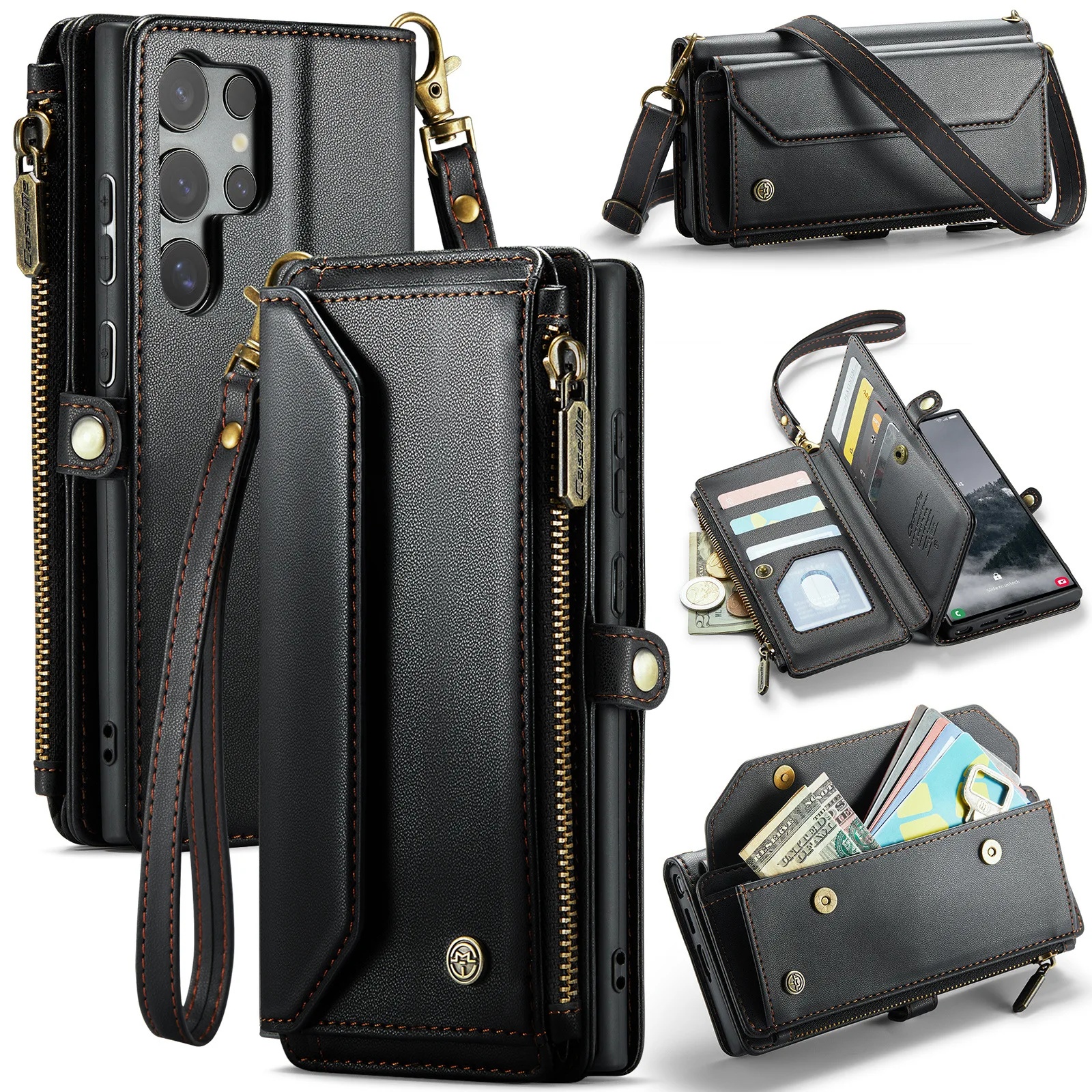 Crossbody Lanyard Wallet Case for Samsung Galaxy S26 S25 S24 Ultra S23 FE S22 Plus A17 A37 A57 A16 A36 A56 A15 A35 A55 Cover