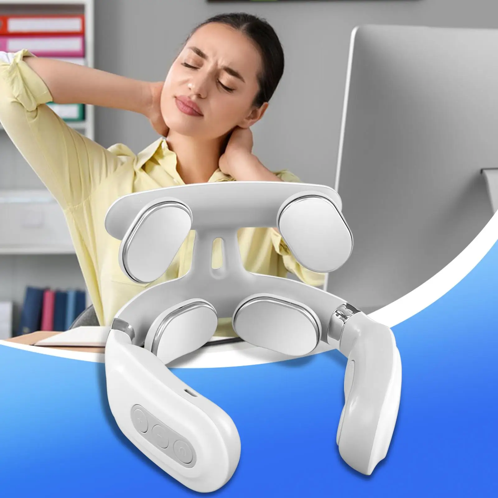 4-head Neck Massager USB Rechargeable Cervical Massager with Heat Electric Neck Massager for Women Men