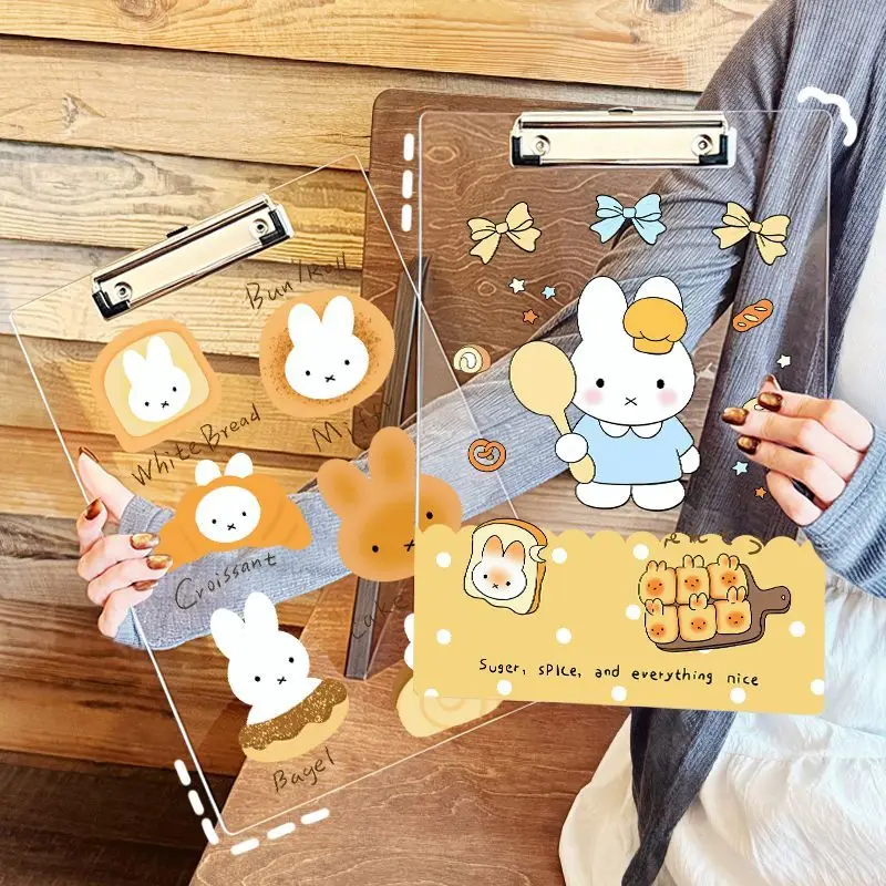 Anime Miffy Acrylic A4 Board Clamp File Splint A5 A6 Student Write Backing Plate Information Storage Lovely Kawaii Sweet Cartoon view 6