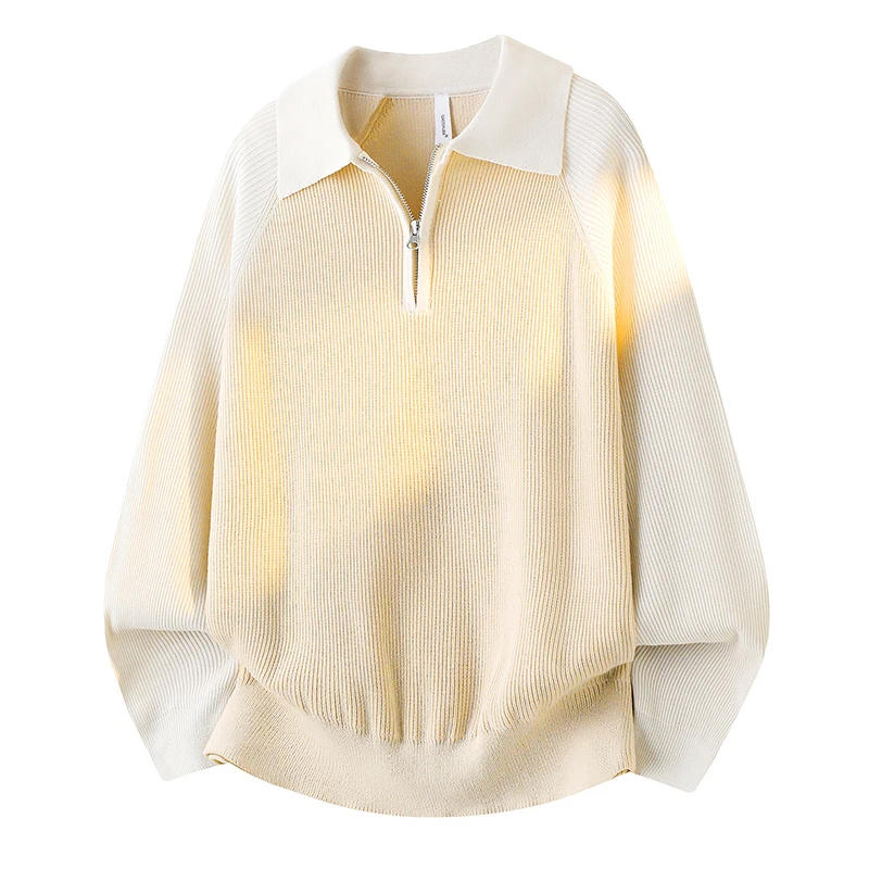 

Autumn Men Knit Shirt Color Block Contrast Collar Korean Style Half Zip Sweater Casual Pullover Top Fashion Mens Knitwear