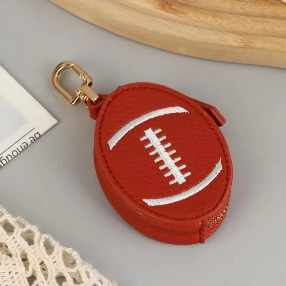 

Sports Theme PU Leather Mini Coin Bag Creative Football Sport Ball Pendant Rugby Basketball Keychain Coin Purse Bag Accessory