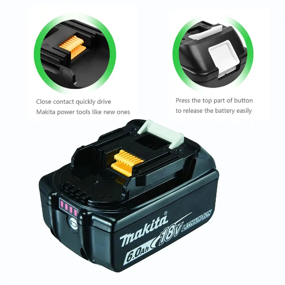 100% original Makita 18V 6.0Ah Rechargeable Battery Makita 18V BL1830 BL1830B BL1840 BL1840B BL1850 BL1850B Power Tools Battery