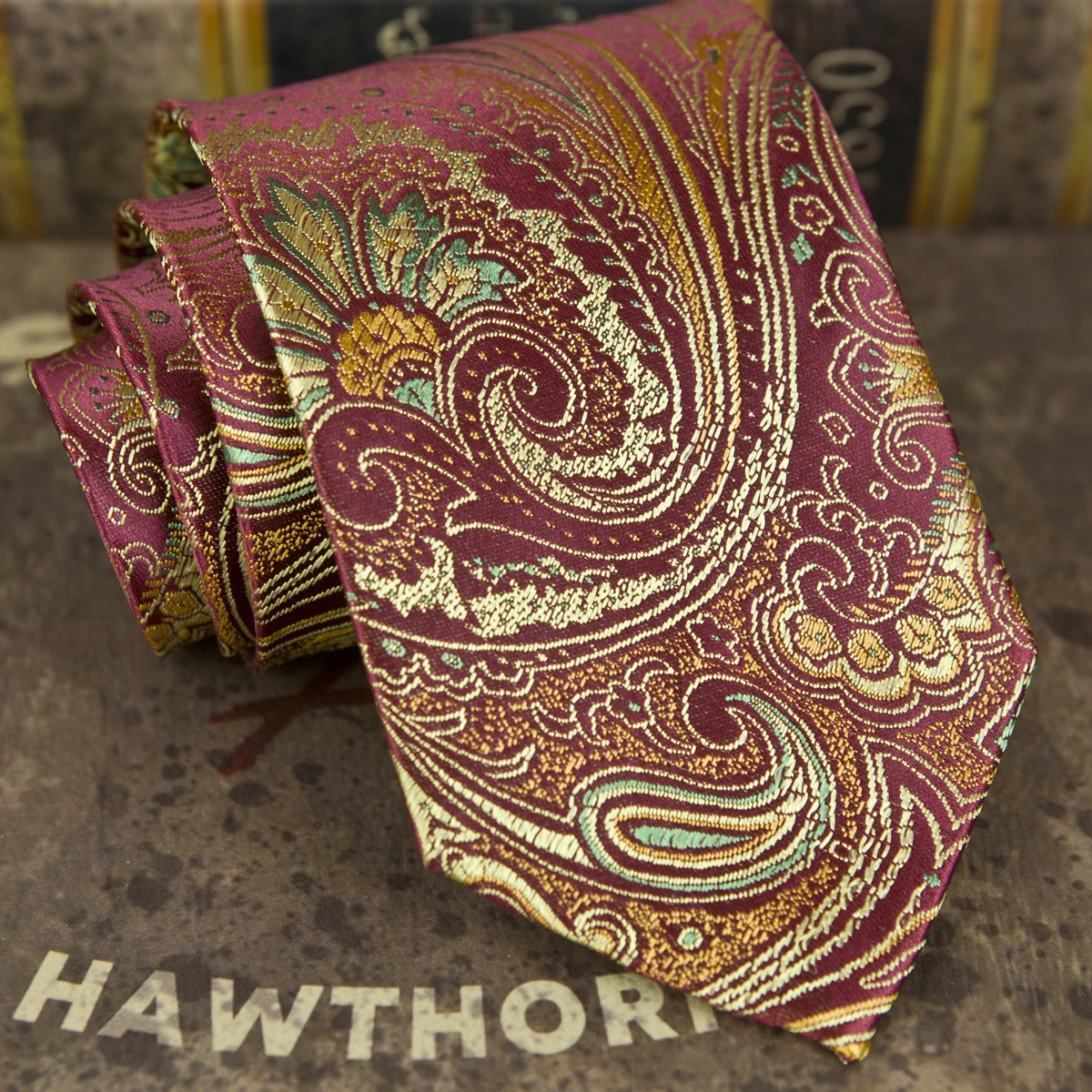 Gorgeous Floral Paisley Gold Red Multicolored Mens Ties Necktie 100% Silk Jacquard Woven Wholesale Brand New