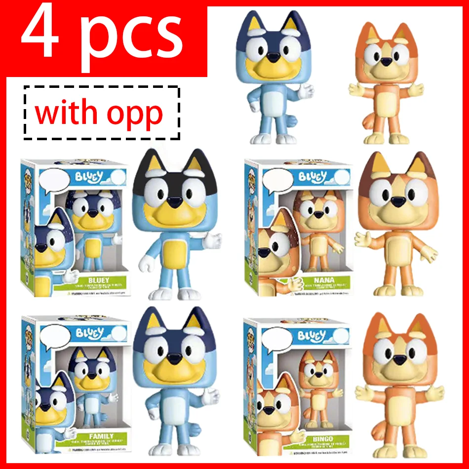 

Anime Bluey Family Figure 1-4pcs Bingo Bandit Chilli PVC Dolls Collection Model Kids Toys Birthday decorative ornaments Gift