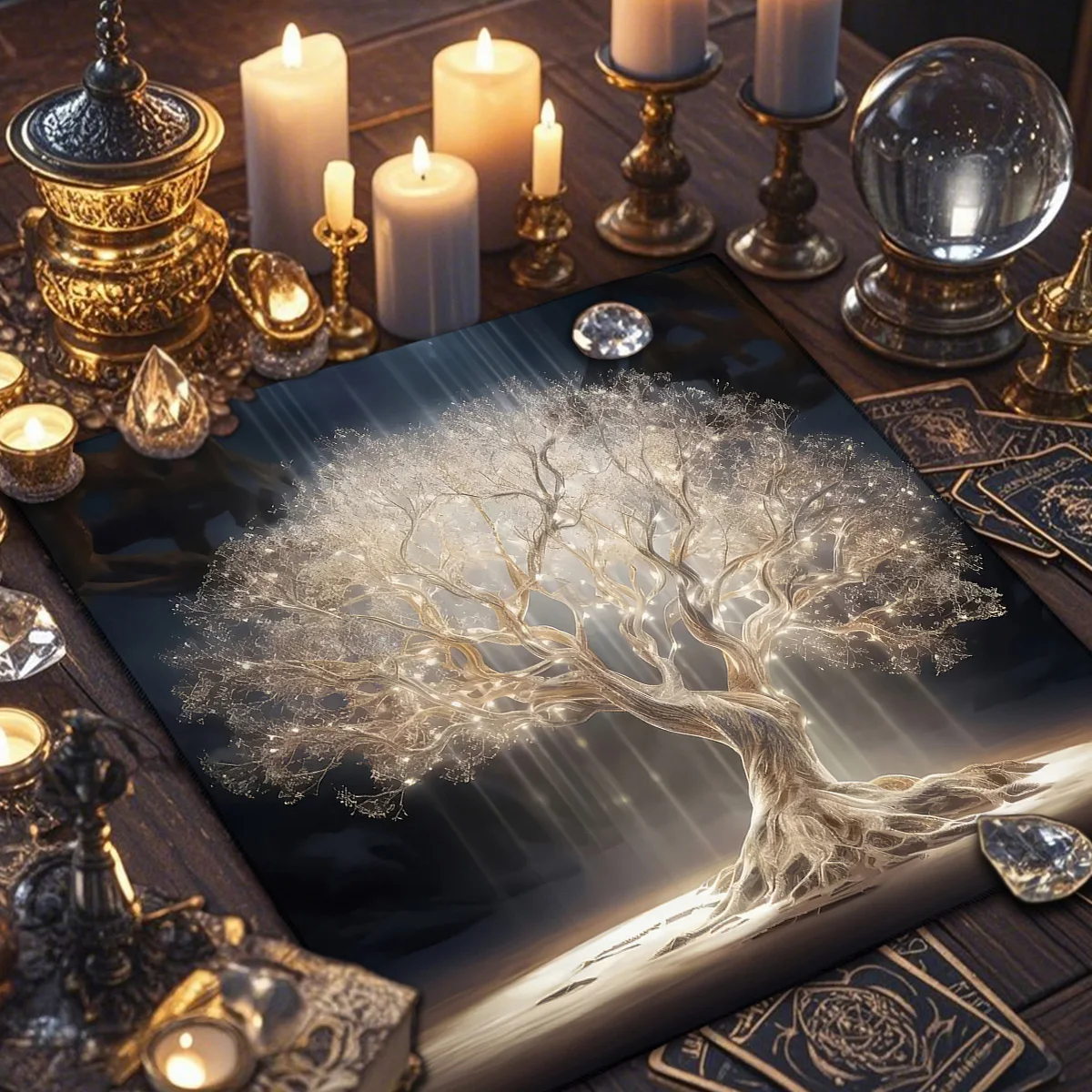 Tree Of Life Starry Sky Tarot Card Tablecloth Altar Cloth Altar Decor For Tarot Witch Wicca Altar Cloth Divination Cloth Pad