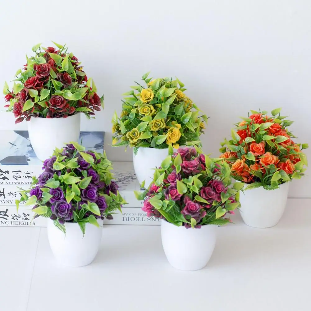 Chic Artificial Bonsai  Colorful Plastic Faux Bonsai  Wedding Party Fake Flower Bonsai