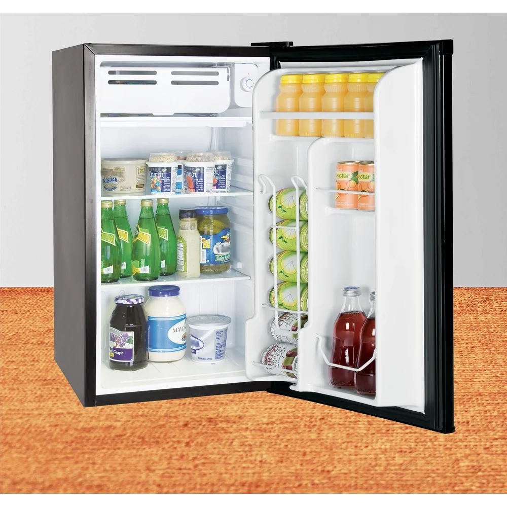 3,2 Cu Ft minikoelkast Zwart roestvrij staal Energiezuinige aanrechtkoelkast met vriezer Kandispenser Omkeerbare deur