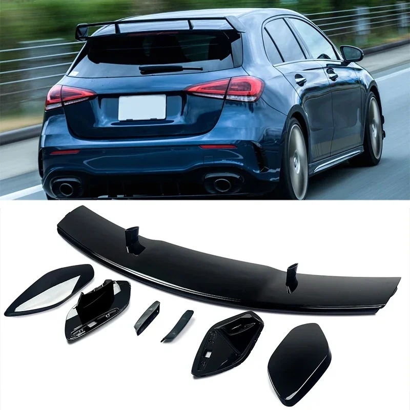 MAGICKIT Rear Trunk Spoiler Gloss Black For Mercedes Benz A Class w177 spoiler Hatchback 2019-Up A45 AMG Style car accesorios