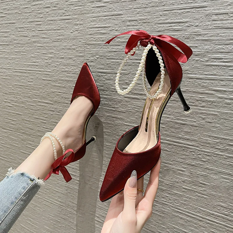 

High Heel Sandal for Women Buckle Female Shoe High-heeled Elastic Band Comfort Girls Clear Fashion Strap Stiletto Beige Rubber