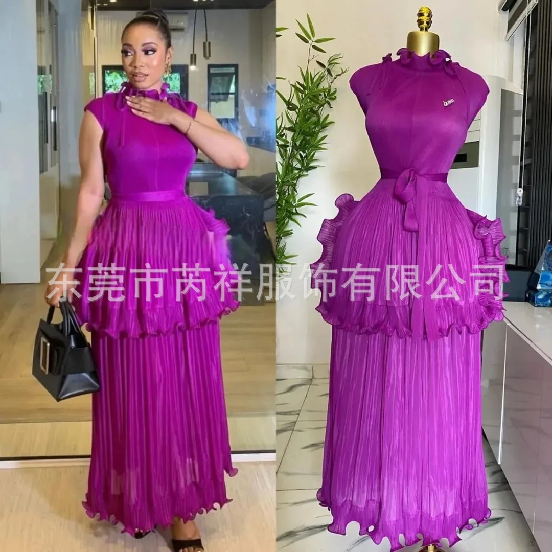 Damen Langes Kleid A-Linie Vestidos Sexy Y2k Streetwear Ärmellos Hüftwickel Elegant Splice Party Nacht Arbeit Slim Fit 2026
