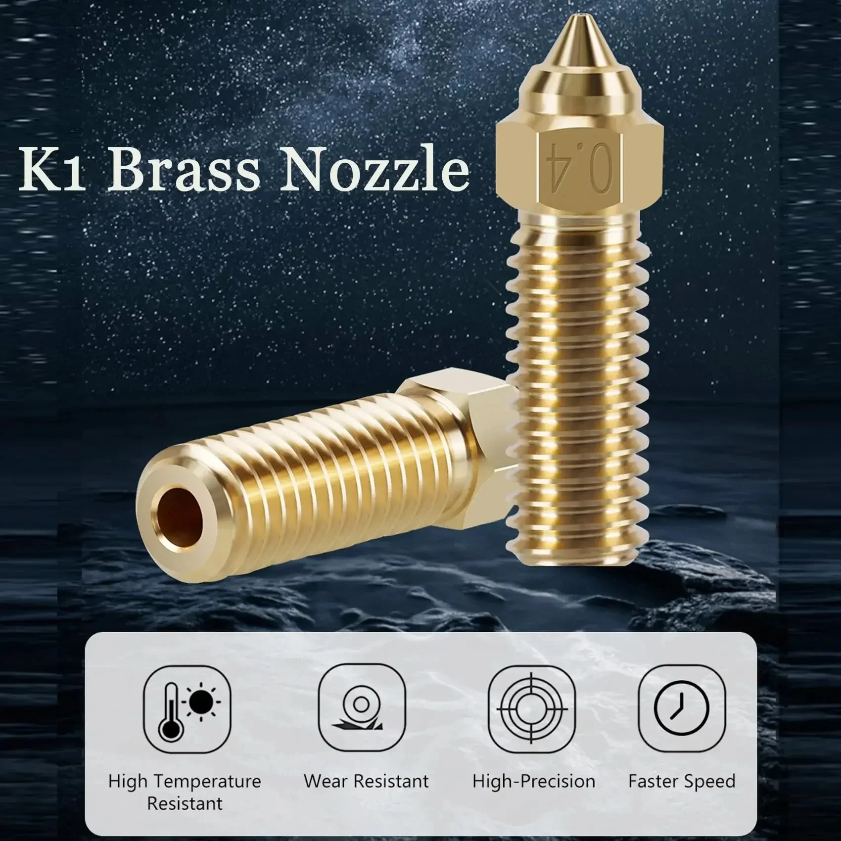 Creality K1/K1 Max Nozzle 2pcs Brass Nozzles Kit High-speed 3D Printer Nozzles Fit 1.75mm Filament for K1 / K1MAX / CR-M4