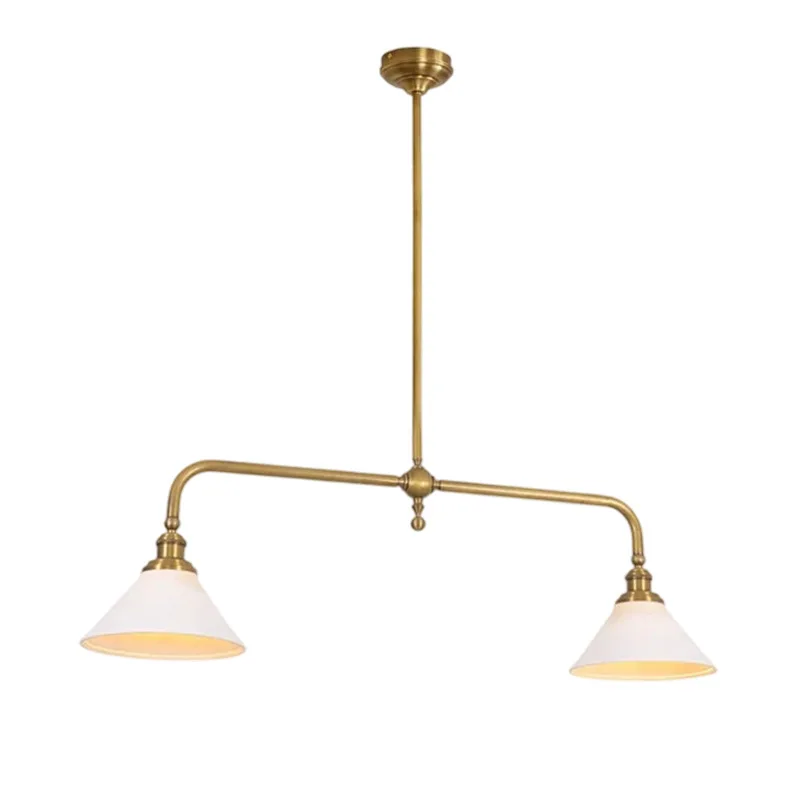 

All-copper American minimalist retro restaurant Shimadai linear chandelier cafe bar designer