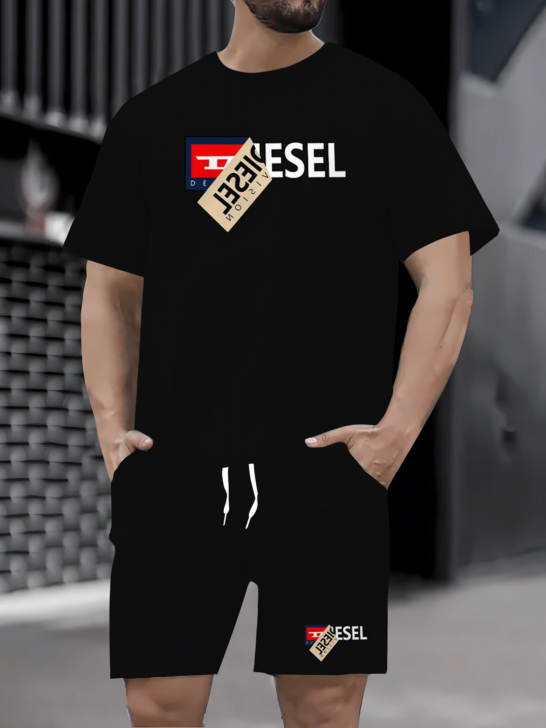 Conjunto de verão de secagem سريعة masculino، شورت ريفيس دي مانغا كورتا دي سيكجيم سريعة، تينامنتو دي كوريدا آو أ