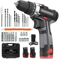 For Cordless Drill Kit with 2 Batteries, 12.8V 28Nm Powerful Electric Drill Screwdriver Set 34Pcs (2x3900mAh Batteries, 2 Speed,