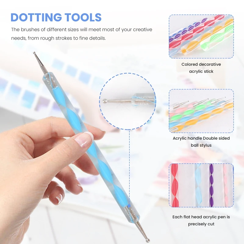 Mandala Dotting Stencil Tools Rock Painting Kit Ball Stylus Dotting Tools Include Stencil, Paint Tray (17 Pack)