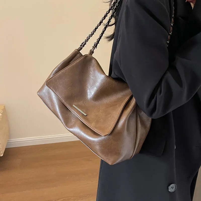 高品質チェーンバッグ レディース 2025年新作 レトロ 多機能 大容量 通勤 シングルショルダー クロスボディバッグ