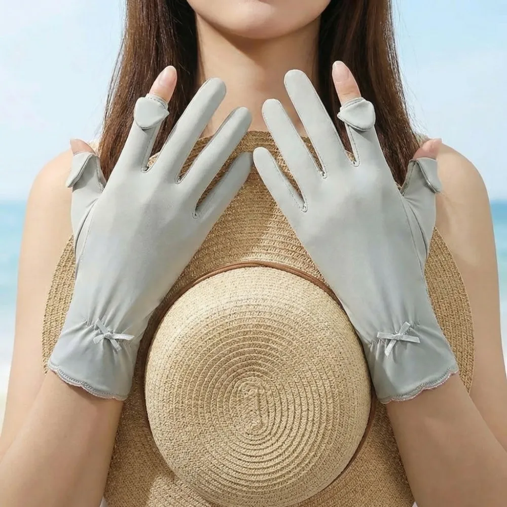 

Sun Protection Women Sunscreen Gloves Anti-UV Thin Ice Silk Riding Gloves Quick-Dry Breathable Summer Driving Mittens Riding