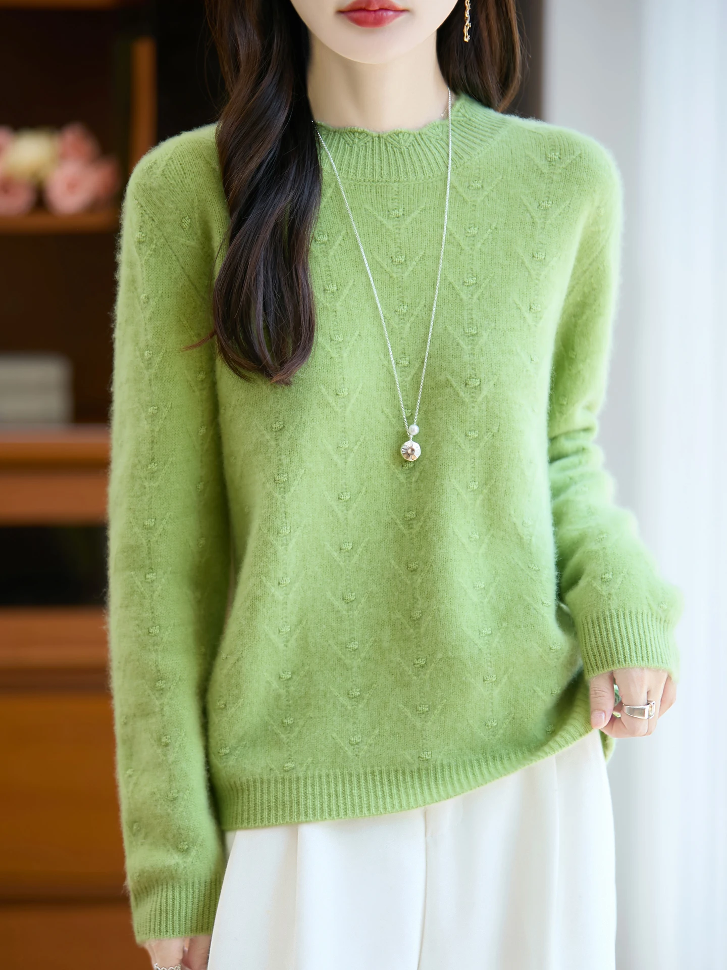 

Женский свитер TLOML из 100% мериносовой шерсти, вязаный, с круглым вырезом, однотонный, осенне-зимний, базовый, мягкий, теплый, утолщенный, для женщин