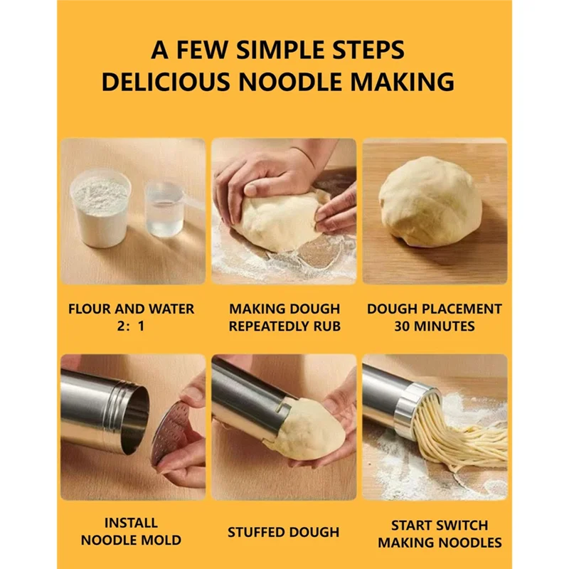 

ABUH-Household Electric Pasta Machine, Handheld Wireless Noodle Maker With Nozzle Attachments