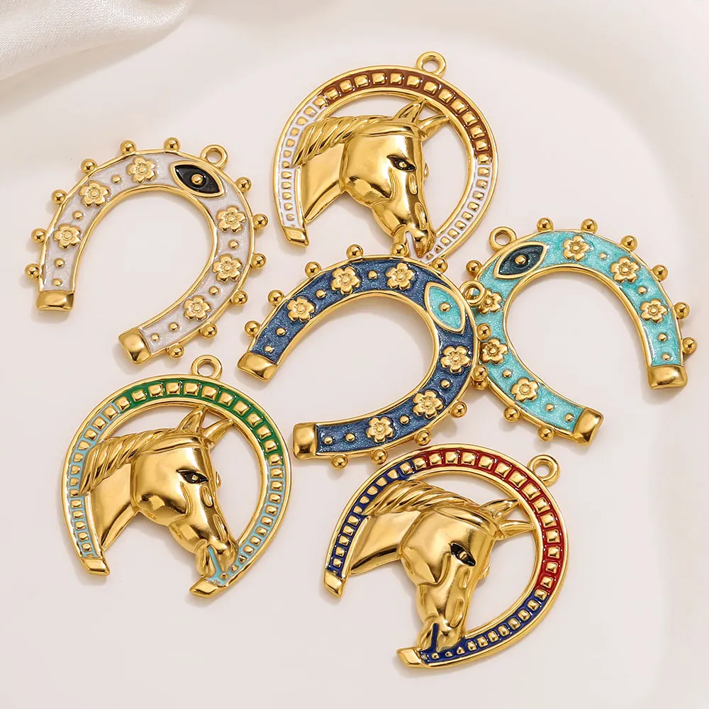 

2PCS Big Horseshoe Charms Golden Stainless Steel Pendant Accessories Jewelry Necklace Connectors DIY Earring Bracelet Findings