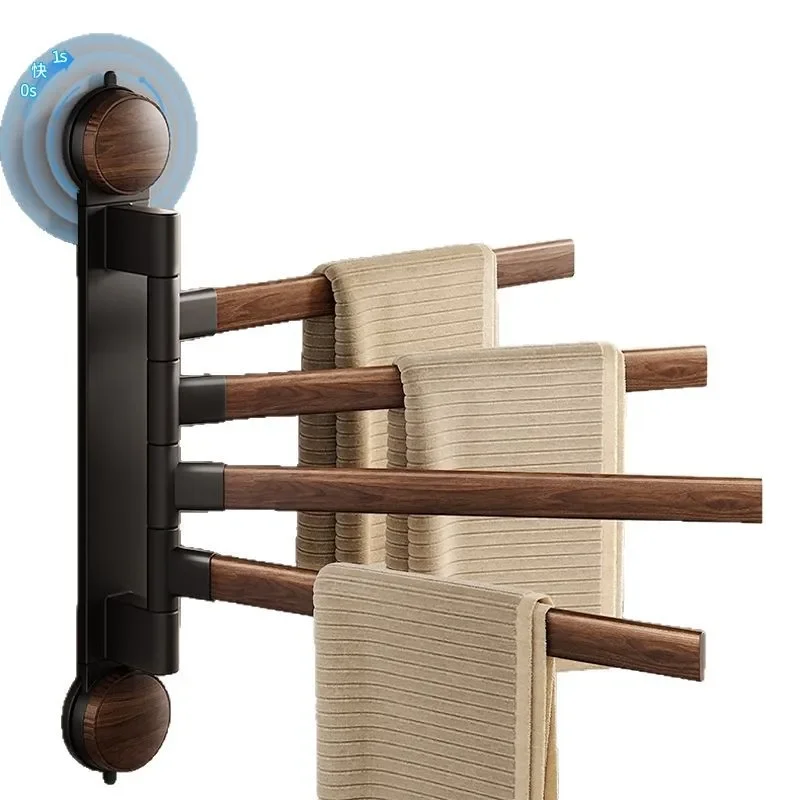 

Suction cups walnut rotating towel rack antique style bathroom bathroom no-punch shelf wall hanging bath towel hanging shelf