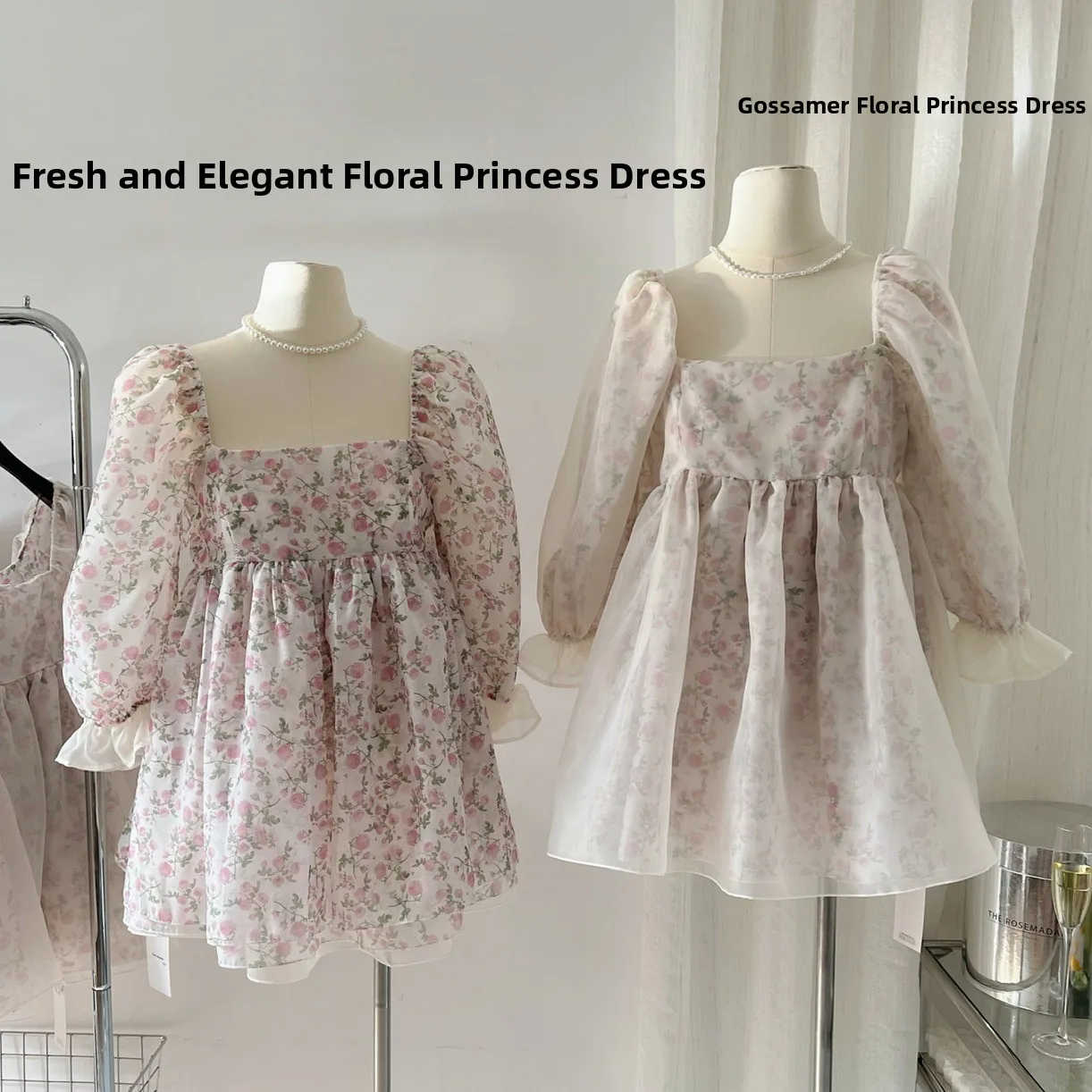 Vestido largo con mangas farol de estilo nuevo de verano 2025, falda corta de playa e para mujer, vestido hinchado flo...